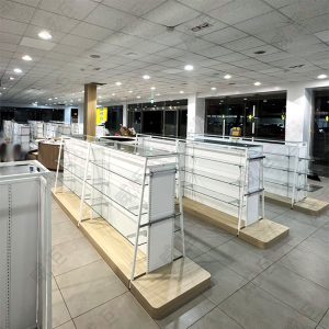 白框梯形中島玻璃端架/層板架