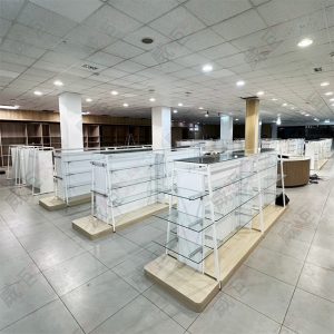 白框梯形中島玻璃端架/層板架