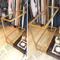 金色C字細框玻璃層板展示台