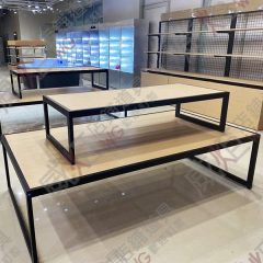 工業風簡約黑框木層板子母桌
