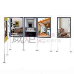 不鏽鋼平面盤雙面布屏風展示板(2款)W-720K