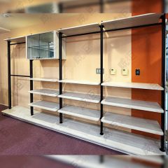 簡約造型燈柱壁面玻璃櫃展示架S-5