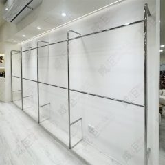 不鏽鋼造型F柱鎖壁式壁面陳列架WF26