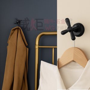 鋁製十字造型單點小掛桿(黑)