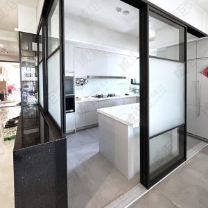 L型垂壁地軌式鋁框拉門WSP359(屏風+拉門)