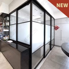L型垂壁地軌式鋁框拉門WSP359(屏風+拉門)