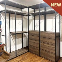 工業風置物層板/吊衣桿陳列架