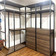 工業風置物層板/吊衣桿陳列架