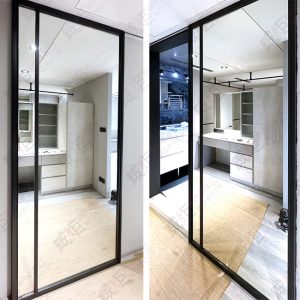 懸吊式雙面鋁框拉門(鏡面+玻璃)WSP369