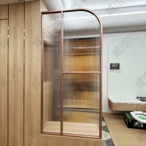 玫瑰金弧形鐵框屏風WSP367