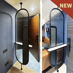 造型黑框圓弧層板鐵框屏風