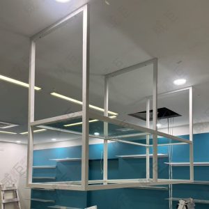 工業風白框玻璃層板吊掛架