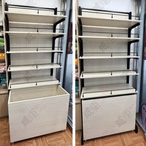 黑框白洞洞背板單底櫃壁面架