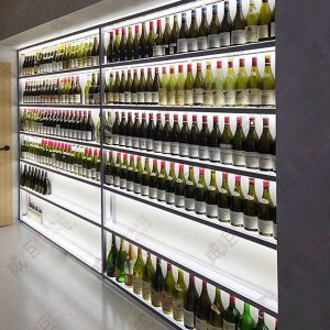 壁面烤漆灰酒品陳列架(LED燈條)