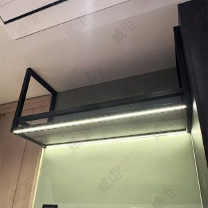 極簡單層吊杯架-雙條LED燈條