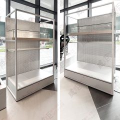 簡約細框洞洞背板精品陳列架(含小型玻璃櫃)