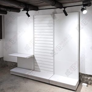 壁面複合式背板展示架(白砂鐵背板/鐵槽板)